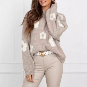 Autumn And Winter Women's Sweaters, Women's Floral Personalized Plus-size Trendy Sweaters