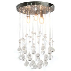 Ceiling Light with Crystal Beads, Silver Sphere, 3x G9 Bulbs