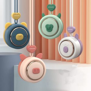 Mini Bladeless Neck Band Fan Hands-free Cute Pet Hanging Rope Portable USB Charging Fans 3rd Gears Speeds Ventilate Rechargeable