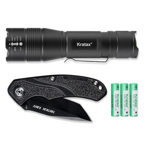 5.3 Oz Small Ultra Zoomable LED Tactical Handheld Flashlight With Knife