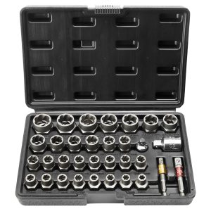 VEVOR Bolt Extractor Set, 29-Piece Bolt And Nut Remover Set, 6mm To 10mm, , CR-MO Steel Extraction Socket Set With Storage Case, For Removing Damaged Rusted Bolts, Nuts And Screws