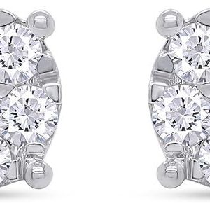 SAVEARTH DIAMONDS Carat Round Cut Lab Created Moissanite Diamond Cluster Stud Earrings In 14k Gold Over Sterling Silver Jewelry For Women