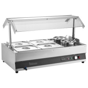 Commercial Soup Warmer Soup Station With Cover 2-Pot & 4-Pan Soup Kettle