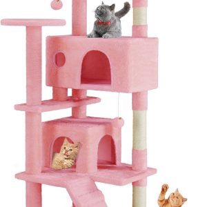 54 -Cat Tree Tower - Multi-level With Sisal Grab Post, Indoor Apartment With Ladder, Plush Toys, Rest And Play