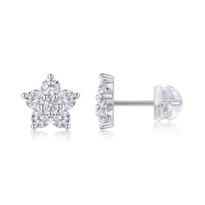 Paris Flower - Fashionable And Luxurious Diamond Jewelry Set With Moissanite S925 Sterling Silver And Platinum-plated Stud Earrings