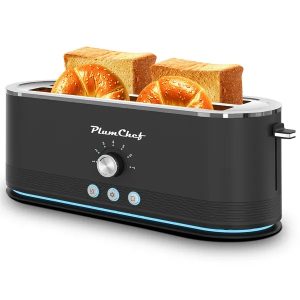 4-Slice Toaster, 7 Browning Settings, Defrost/Reheat Functions, Removable Crumb Tray, Full Body Stainless Steel Housing, Anti-Fingerprint, Anti-Jam, 1350W, Black