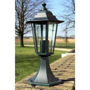 Garden Lantern Dark Green/Black Aluminum