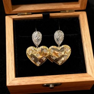 Two-Colored Heart Earrings-1072