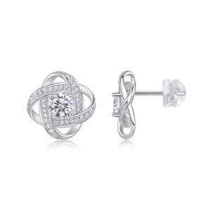 Hope Beam - A Fashionable And Luxurious Diamond Jewelry Piece Set With Half-carat Moissanite S925 Sterling Silver And Platinum-plated Stud Earrings