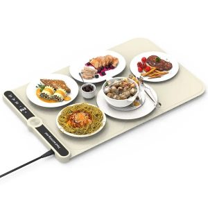 Silicone Food Warming Mat With 9 Temperature Levels 6Hrs Timer Child Lock Auto Shut Off Roll-Up Electric Warming Tray For Party Buffet Gathering Daily Use 8S Fast And Even Heating