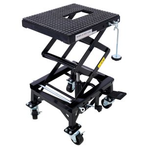 300 Lbs Hydraulic Motorcycle Scissor Jack Lift Foot Step Wheels For Small Dirt Bikes,black Color