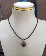 Crystal Pearl Copper Leather Cord Necklace--Only Self Pickup