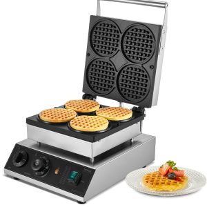 4PCS Commercial Waffle Maker Round Waffle Iron Machine 1750W Non-Stick