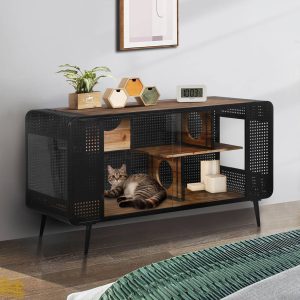 Spacious Cat House With Tempered Glass For Living Room, Hallway