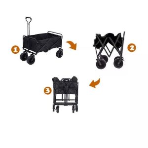 Large Foldable Outdoor Garden Beach Camping Trolley Cart 4 Wheel UK