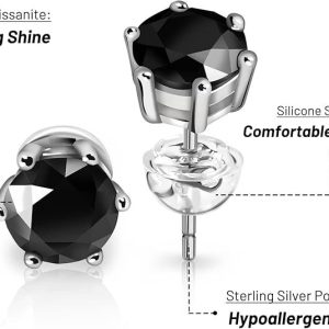 Pendientes De Diamantes Negros En Oro Blanco De 14 Quilates .30 CTW, Oro Blanco Diamante, Diamante Negro