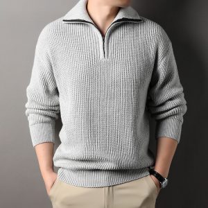 Polo Collar Men's Half Turtleneck Sweater
