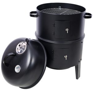 Charcoal Smoked Grill, Outdoor Cooking, 16 Inch Vertical Smoker Portable Grill Suitable For Camping, Black