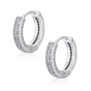 1 Pair Men's Hip Hop Zircon Hoop Earrings,Sparkling, Sleek Luxury,Versatile And Stylish