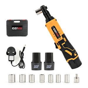 580Nm Electric Cordless Right Ratchet 3&8 90 Angle Wrench Power 2x Battery Ki