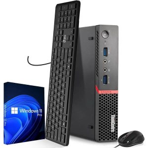 Lenovo ThinkCentre Tiny Desktop Computer – Intel Core i3-6100T 6th Gen – 16GB DDR4 RAM – 128GB SSD – Keyboard & Mouse – WiFi – Business Office Mini PC – Windows 11 Pro (Renewed)