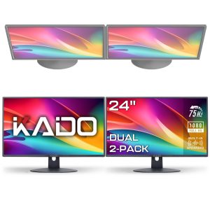 Kado by Sceptre Dual Monitor Setup - 2-Pack 24" 1920x1080 Computer Monitor 75Hz VESA Mount Office Gaming Built-in Speakers