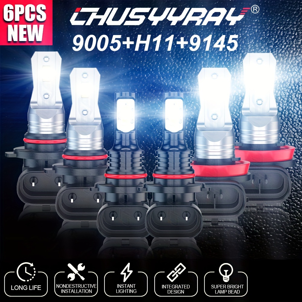 6pcs LED Headlight High Low Beam Fog Light Bulbs Kit for TOYOTA for 4Runner 2006-2009 - Image 2