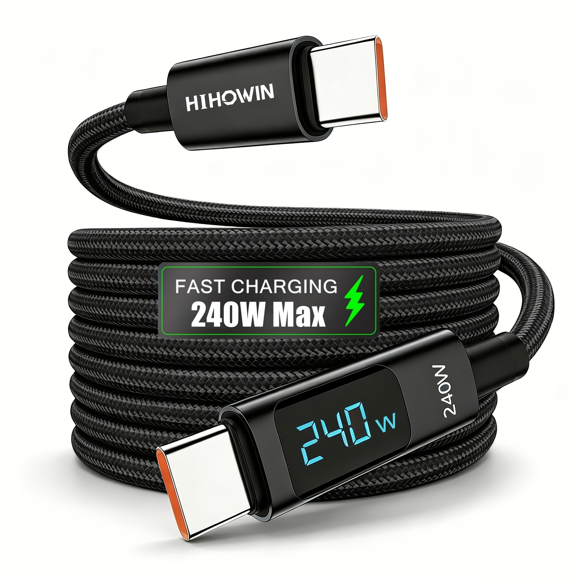 USB C to USB C Cable, 240W Max USB C Charger Cable, with LED Display, Type C Fast Charging Cable Compatible with for Iphone 17/16/15 Pro Max, for Macbook Pro, for Ipad, for Samsung S26/25/24 Ultra, Switch, for Macbook Air - Image 2