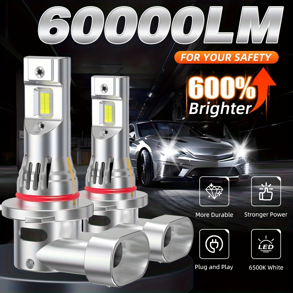 LSLIGHT 2pcs High Power H7 H4 LED Car Headlight 1:1 Mini Size 9005 9006 H1 H11 Headlamp Super Bright Car Lamps Super Bright Plug And Play High Low Beam Fog Light LED, Without Battery - Image 2