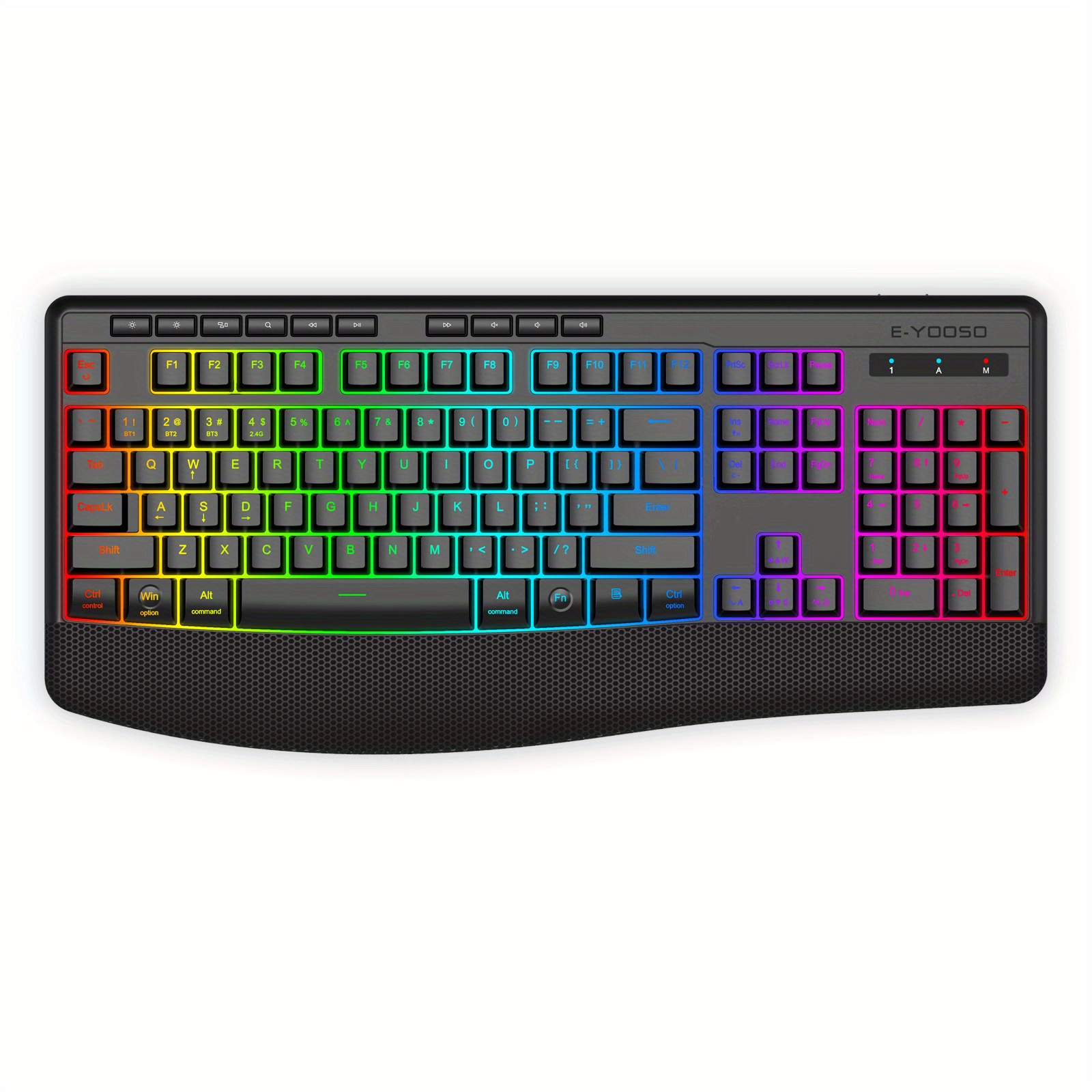 Tri-Mode Gaming Keyboard: Wired/ 2.4Ghz/ Wireless | RGB Backlit, Multiple Lighting | Low Battery Alert, Auto Sleep | Perfect Gift for Birthday, Halloween & Christmas - Image 2