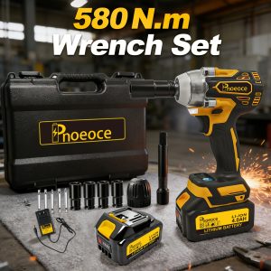 1/2&quote; Cordless Impact Wrench Kit - 21V Brushless Motor 850N.M Max Torque, 3-Speed 3200RPM Industrial-Grade Power Tool, Auto-Stop Reverse & Smart LED Dashboard, 2×4000Mah Batteries for Semi-Truck Tires & Heavy Machinery | Mechanic'S Holy Grail Gift